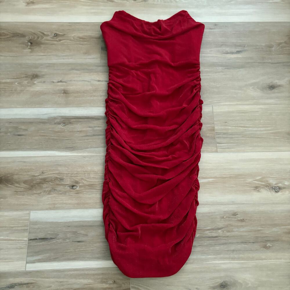 Michael Costello x REVOLVE India Midi Dress Red Shimmer M
